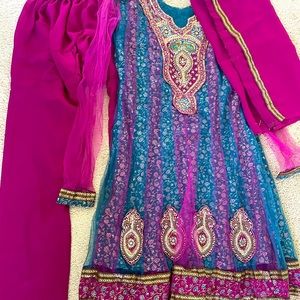 Pink and turquoise Anarkali
